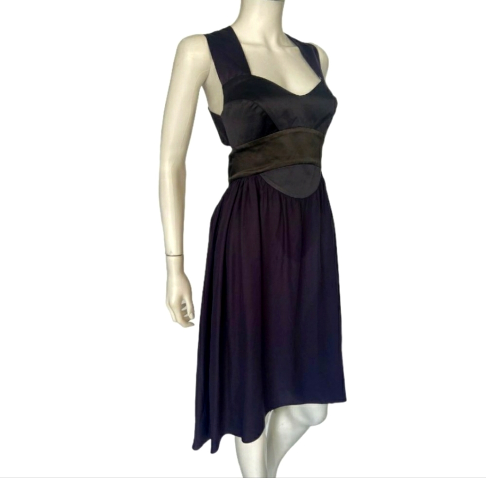 Narciso Rodriguez Black and Purple Silk Dress, Size 12